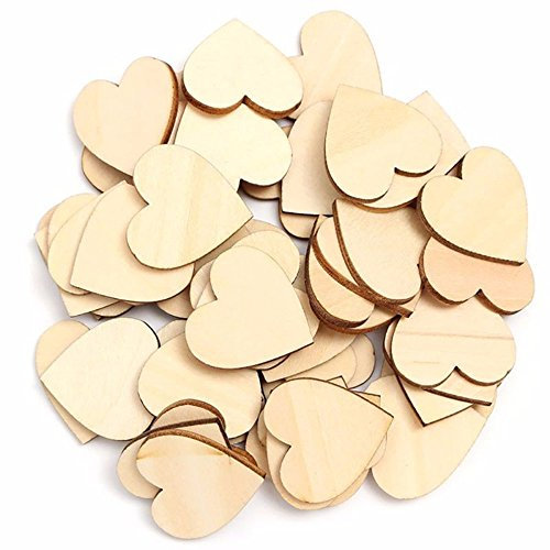 Wooden Hearts (5cm) x100 - Rustic Look Wooden Hearts for Crafting Projects - Craft Shapes for Weddings Decoration Embellishments - Love Heart Guest Book Accessory - by TRIXES