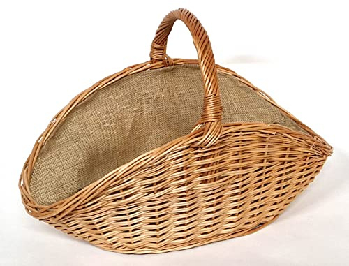 Tigana - Kaminkorb Holzkorb Kaminholzkorb aus Weide mit Jute 58 x 34 cm (90202-1F)