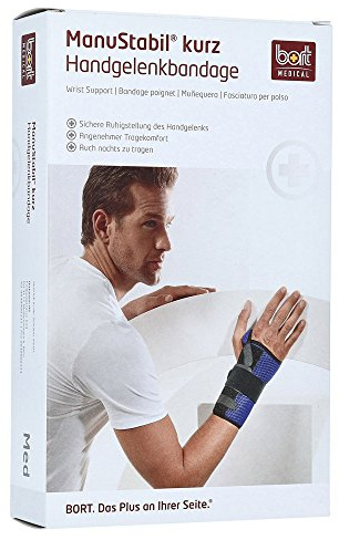 Bort 112730 small links haut ManuStabil kurz Handgelenkorthese, rechts oder links tragbar in verschiedenen Farben, links small, beige