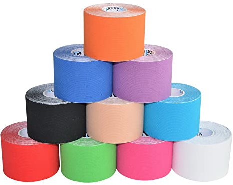 9 ROLLEN KINESIOLOGIE TAPE 5 cm x 5 m Blau, Pink, Beige, Schwarz, Marine, Grün, Orange, Rot, Camouflage, Akutape, Tapen, Tapes, Kinesiology, Sport, Medizin, Aku Taping, Schmerzen, Rücken, Nacken, Knie, elastisches Klebeband, Pflaster, Band, Arme, Beine, Rolle, Klebeband, Hals, Rollen, Haut, Physio Tape, Physio Band, elastisches Band
