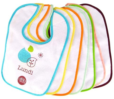 dBb Remond - Bavoirs Bébé Naissance - Coton Doublé Plastique - Imperméables - Pour Nouveau-né Fille & Garçon - Fermeture Ajustable Patte Velcro - Repas et Poussée Dentaire - 22 x 30 cm - Lot de 7