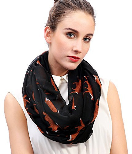 Lina & Lily Fuchs Fox Damen Loop Schal Schlauchschal (Schwarz)