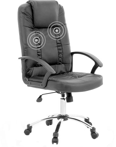 Moderner Massagesessel Schwarz/Silber aus Kunstleder für Büro oder Arbeitszimmer