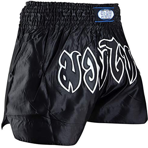 BAY Remy Thaiboxhose XXL Short mit traditioneller Thaischrift, schwarz weiß