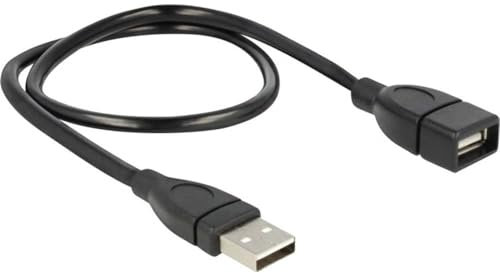 Delock Kabel USB 2.0-A Stecker > Buchse Shapecable 50 cm, Schwarz