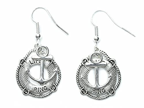 Miniblings 2er Anker Rettungsring Ohrringe Boot Meer Schiff Kapitän maritim silb - Handmade Modeschmuck I Ohrhänger Ohrschmuck versilbert