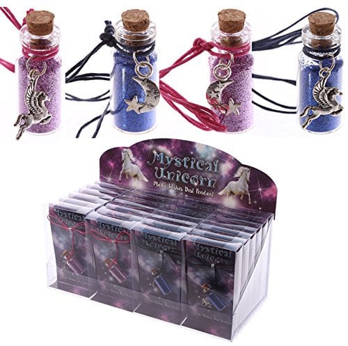 Collana con Barattolino con Pendente a Forma di Unicorno con polvere PORTAFORTUNA