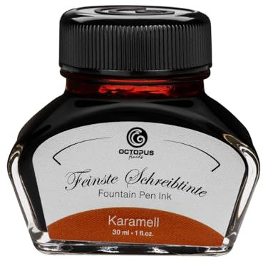 Octopus Fluids Füllhaltertinte im Tintenglas, Schreibtinte für Füllhalter, Füllertinte in Karamell 30ml im Tintenfass, Kalligraphie Tinte