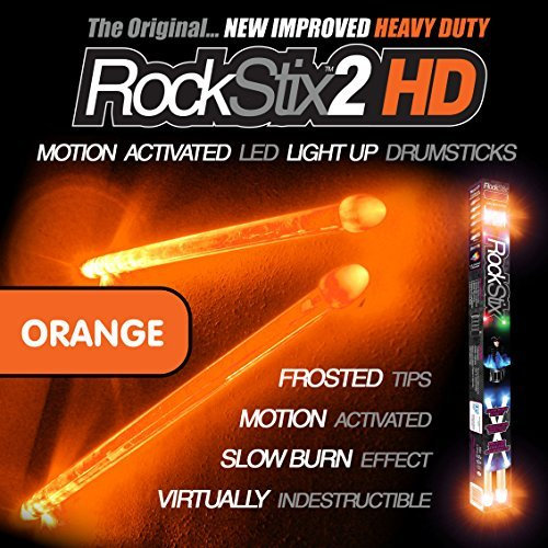 ROCKSTIX 2 HD Orange leuchtende Drumsticks mit Fade-Effekt, setzen Sie Ihren Auftritt in Feuer! (Orange Rockstix)