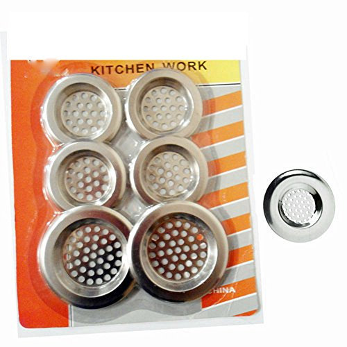 V-VAPE SET OF 6 Sink Strainer Bath Basin Plughole Filter Kitchen Metal Strainers