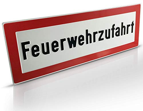 Betriebsausstattung24 Feuerwehrzufahrt - Größe (BxH): 29,7 x 10,5 cm - Aluminium, geprägt - Hinweisschild für die Feuerwehr