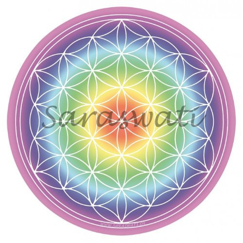 Blume des Lebens Aufkleber bunt, 4,5 cm, 4 Stück