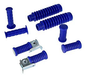 Set: Lenkergriffe + Fußrasten + Faltenbalg in Blau - für Simson S50, S51, S70, S53, S83