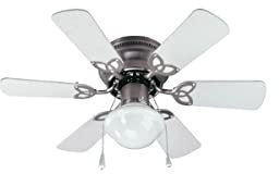 Twister 30-Inch Hugger Ceiling Fan in Brushed Pewter with Reversible White/Grey Blades – 1-Light Fixture Included, 60W Type A, Pull Chain Operation