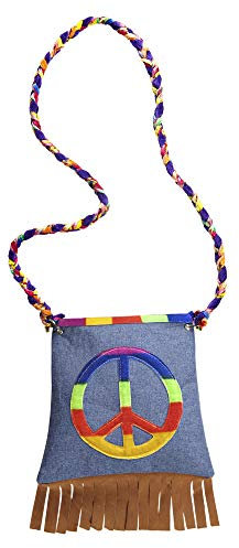 W WIDMANN MILANO Party Fashion 9566H - Handtasche Hippie, Peace, mit Fransen, 60er Jahren, Accessoire, Kostüm, Karneval, Mottoparty