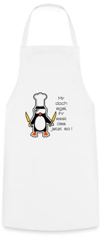 Spreadshirt Ihr Esst Das So Pinguin Lustiger Spruch Kochen Kochschürze, One size, Weiß