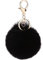 NOVAGO Porte Clé Pompon en Vrai Poil de Lapin, Doux au Toucher Garanti (Noir)