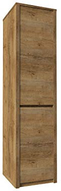 Furniture24 Schrank Montana S1D, 2 Türiger Drehtürenschrank, Hochschrank mit 4 Einlegeboden (Lefkas Eiche dunkel)