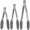 Grigio Pinze da Cucina in Slicone - set di 3 pinze di bloccaggio da cucina-18 23 30,5 cm- per Barbecue, bistecca di verdure pasta vegetale | acciaio inossidabile con punte in silicone