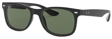 Ray Ban Unisex Sonnenbrille NEW WAYFARER JUNIOR, Gr. Small (Herstellergröße: 47), Schwarz (Gestell: schwarz, Gläserfarbe: grün klassisch 100/71)