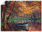 ARTLAND Wanddeko Poster & Kunstdrucke Wandposter 60x45 cm Fahrzeuge Boote & Schiffe Malerei Orange Bunte Herbstlandschaft S6AV