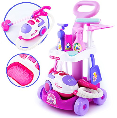 Putzwagen mit Staubsauger PINK Reinigungswagen KP2873 Spielzeug Spiel NEU …