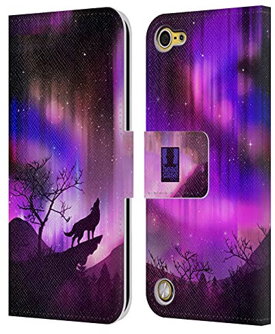 Head Case Designs Seeblick Nordlichter Leder Brieftaschen Handyhülle Hülle Huelle kompatibel mit Apple iPod Touch 5G 5th Gen