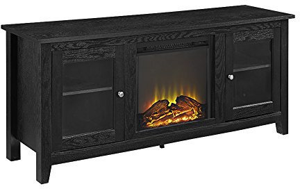 WE Furniture Wood TV Stand con Camino Transitorio Black