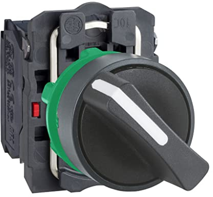 Schneider Electric Harmony XB5 - Selector Switch, Plastic, 2 Positions, Stays Put, Standard handle, 1NO + 1NC, 22 mm Mount, XB5AD25, Black