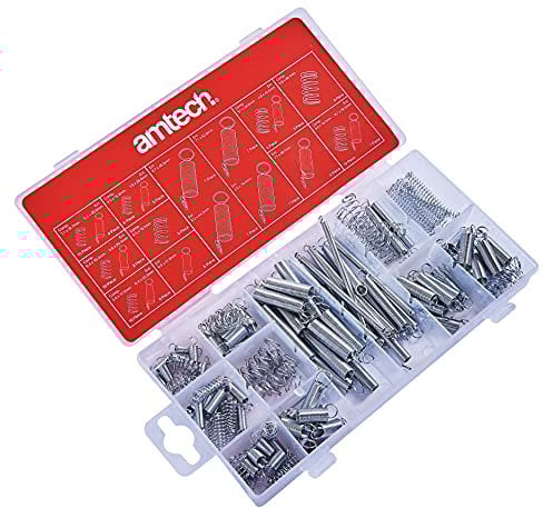 Amtech S6210 Metal Spring Assortment Set with Compression Springs and Extension Springs, 150pc, Plus Storage Case