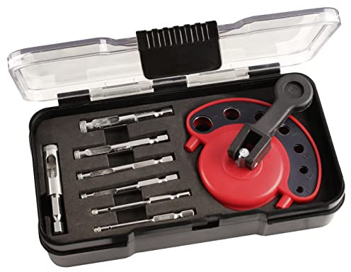 kwb Set de 8 scies cloches diamantées Ø 4, 5, 6, 7, 8, 10 et 12 mm avec surface de coupe diamantée, haute précision, grande éjection de matériau, queue ronde et avec gabarit de perçage