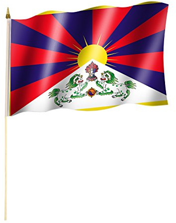 Stockflagge/Stockfahne TIBET Flagge/Fahne ca. 30 x 45 cm mit ca. 60cm Stab/Stock