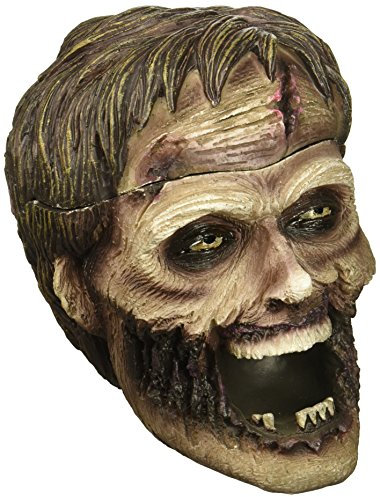 Evil Undead Zombie Head Aschenbecher Statue mit Schutzhülle für gruselige Friedhof Halloween Party Dekorationen und dekorativ Mittelalter & Gothic Decor Skulpturen als Skurril Neuheit Geschenke