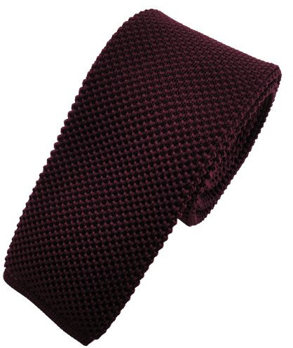 TigerTie - schmale Strickkrawatte in bordeaux weinrot einfarbig uni