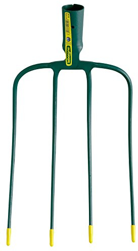Fourche à Fumier 4 Dents Forgées 22 cm Sans Manche – Acier Trempé Haute Résistance, Douille Robuste, Outil Agricole et Équestre, Avec Protège-Pointes – Leborgne