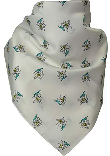 Harrys-Collection Damen Feines Tuch mit Edelweiss in vielen Farben 65 X 65 cm, Farben:weiss