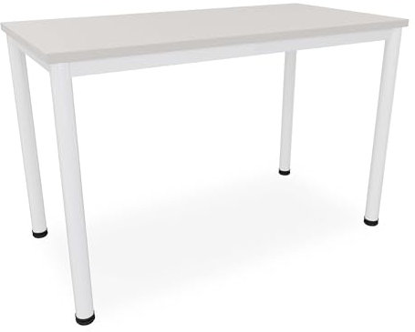 Dila GmbH Schreibtisch/Besprechungstisch in verschiedenen Größen und Farben weißes Metallgestell Konferenztisch Arbeitstisch (B: 120 cm x T: 60 cm, Lichtgrau)