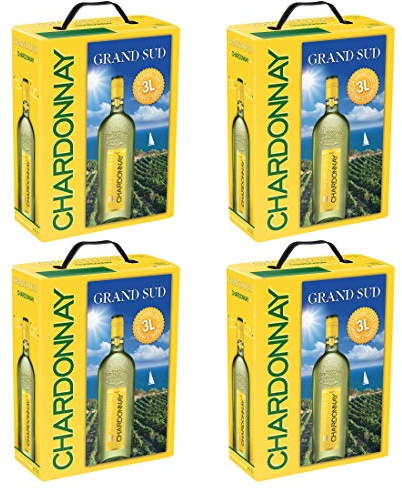 4 x GRAND SUD CHARDONNAY WEIßWEIN Bag in Box 3L