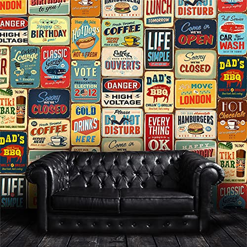 Walplus Stickers Muraux Collage 2 Packs 152x161cm Signe en Métal Style Vintage Amovible en Vinyle Autocollant Murale Art Stickers Décoration DIY Salon Chambre Décor Papier Peint Multicolore