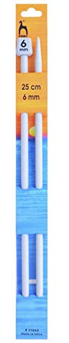Pony Classic: Knitting Pins: Single Ended: 25cm x 6.00mm, Acrylonitrile Butadiene Styrene (ABS), Red, 6mm