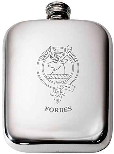 I LUV LTD Forbes Clan Crest Pewter Hip Flask 6oz