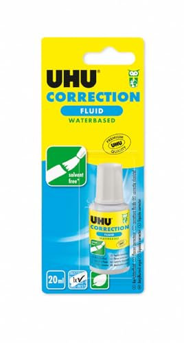 UHU Flacon correcteur - Flacon avec liquide de correction, précis, séchage rapide, blanc, 20ml