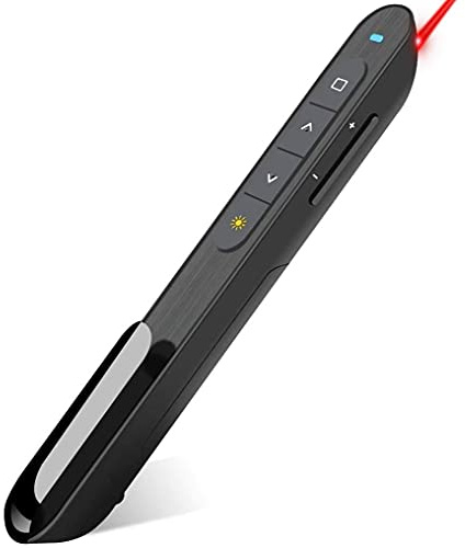 Wireless Presenter, Hyperlink Volume Control Presentation Clicker RF 2.4GHz USB PowerPoint Clicker Presentation Remote Control Pointer Slide Advancer (Black)