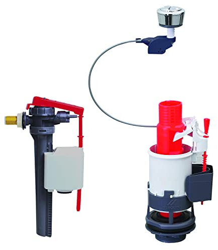 Wirquin, Grey Jollyfill 10717305 Double Flush Mechanism with Cable Mw2 and Side Tap Set