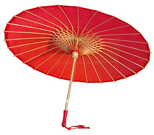 AEAOA Plain Bamboo Cloth Parasol Umbrella Great for Wedding Party Favor (Red)