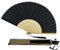 FANSOF.FANS Silk Fabric Fan with a Tassel Grade A Bamboo Ribs Wedding Party Favour Handheld Fan (Black)