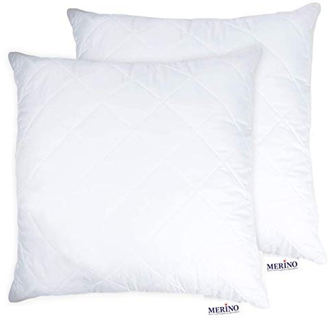 Merino BETTEN Premium Kopfkissen 40x40 2er Set – Weiches Kissen 40x40 für erholsamen Schlaf – Bequemes Pillow als Couch-Kissen verwendbar – Kissenhülle versteppt mit Reißverschluss – Serie Perle