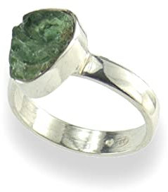 Budawi® grüner Turmalin Rohstein Ring Fingerring 925er Silber Größe 58