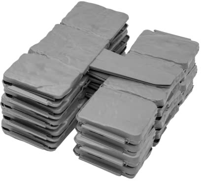 KCT 2 Pack - Grey Stone Cobble Effect Garden Lawn Border Edging Interlocking Path Edge - 20 Pieces Total