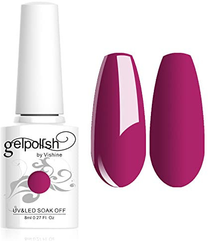 Vishine 8ml Vernis à Ongles Gel Semi Permanent UV LED aux 298 Couleurs Divers pour Nail Art Manucures Fuchsia Rose #087